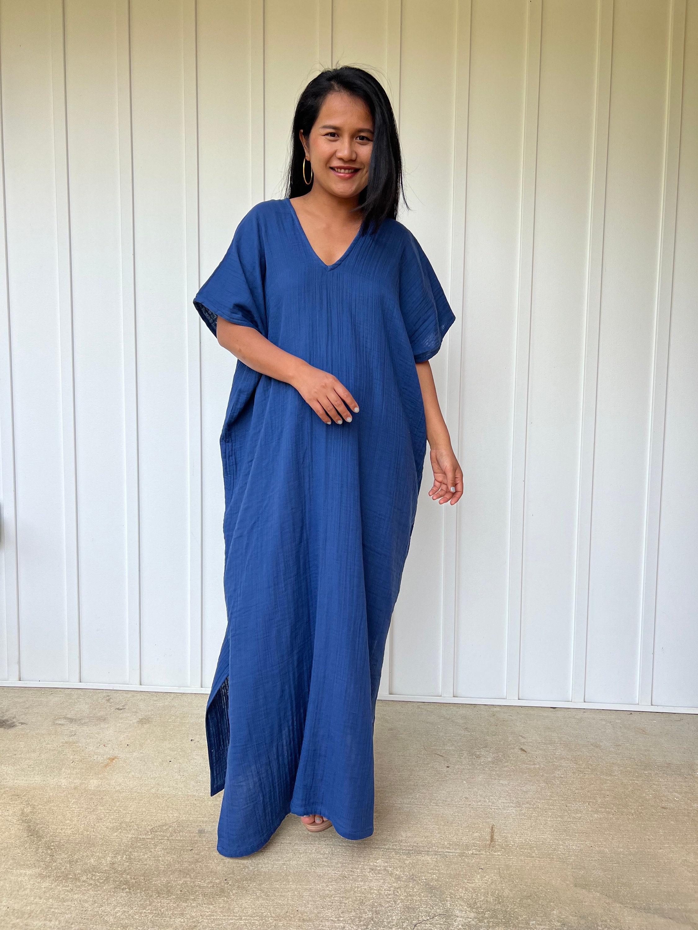 Double Gauze Cotton Kaftan Dress DD-6 - Womens Summer