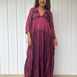 A-92 Purple Tie Dye Kaftan, caftan, beach, resort, vacation, cruise, pool, party, lounge, home, work at home