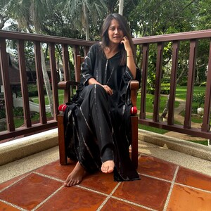 Silky Caftan Dress Black Tie Dye Kaftan Luxury Spring Dresses African Dress Mumu Caftan Oversized A-105 image 6