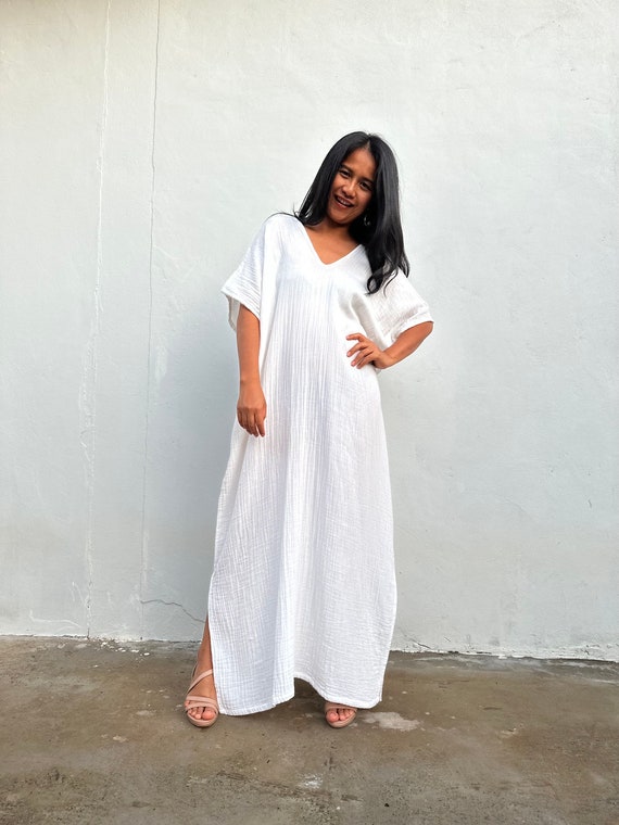 Double Gauze Cotton Kaftan Dress DD 6 Womens Summer Dresses Beach Cover Ups Vacation Caftans for Women Cruise Party Wear Summer Style Etsy Canada