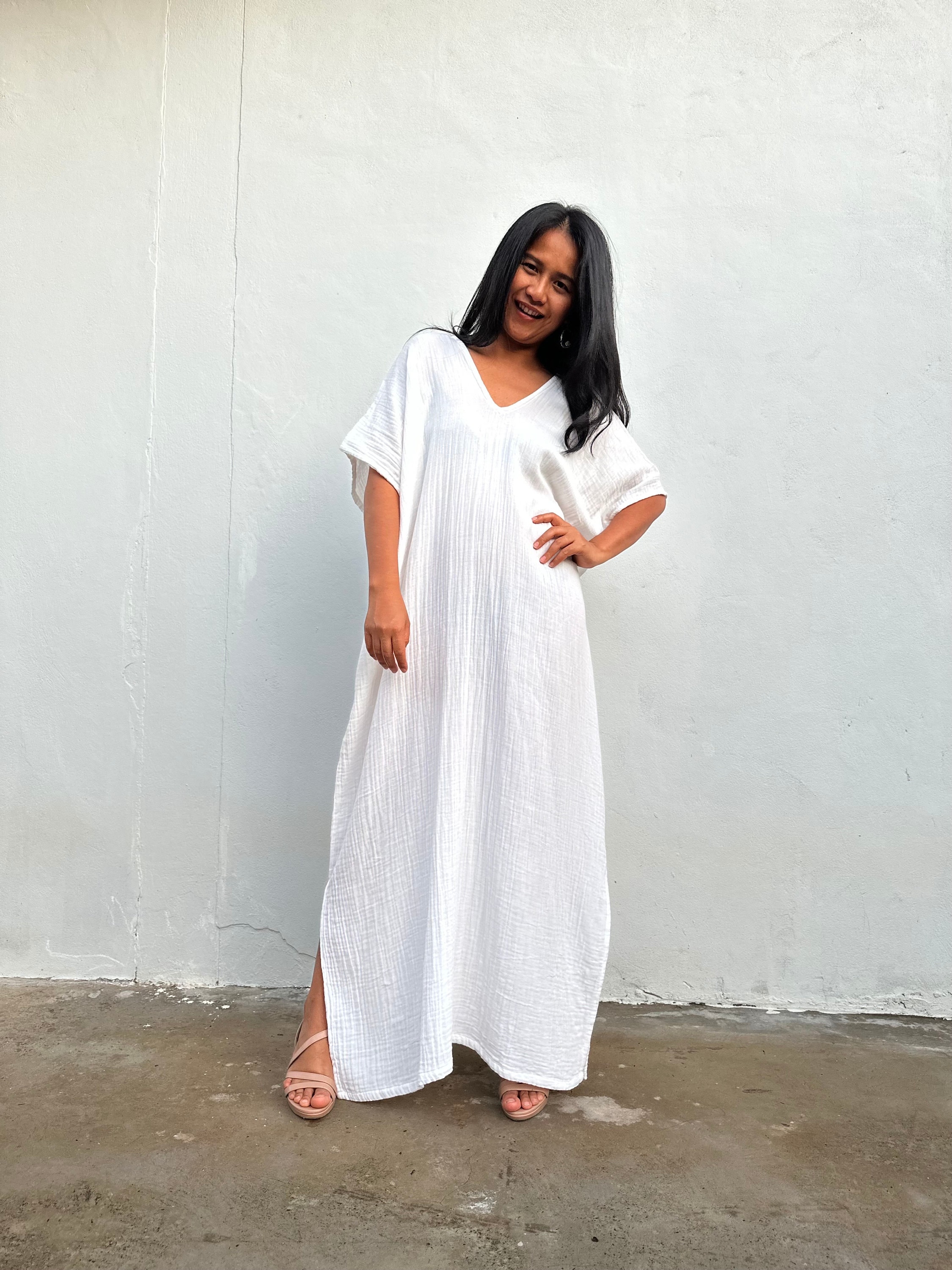 slim fit dress slacks 100% Cotton Coral Gauze Maxi Dress - All Dresses main image 0