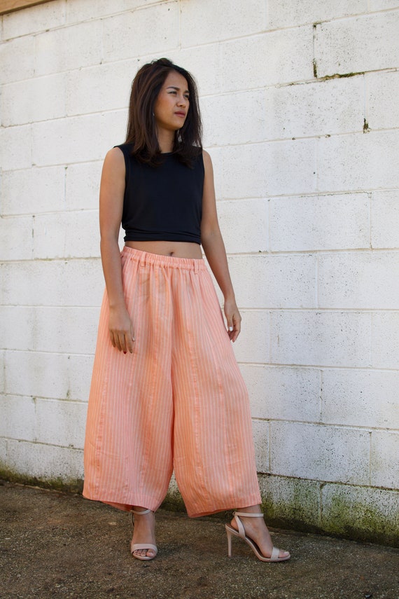 L 5 Linen Resort Pants linen Pants Drop Crotch Linen wide Leg