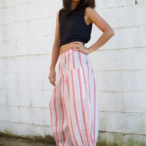 L-1 LINEN COLLECTION-Linen pants- Drop crotch linen -One size fit most - Wide leg pants -Baggy pants - Low crotch pants - Streetwear - Harem