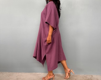 DS-5 Purple Midi kaftan One size plus Double gauze