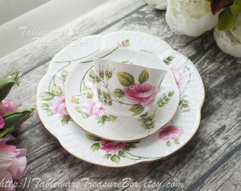 3pc set - Shelley Rambler Rose Dainty Cup, Saucer and Plate