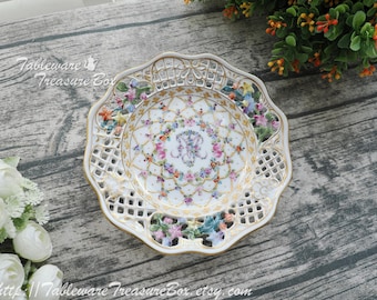 Dresden Hand Painted Maria Theresa Reticulated Plate