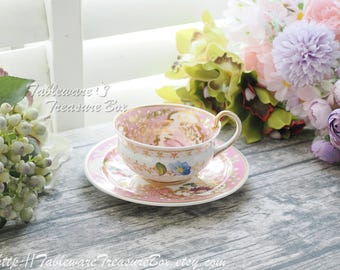 Antique Porcelain Pink Cup and Saucer 119