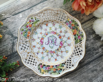 Dresden Hand Painted Maria Theresa Reticulated Plate