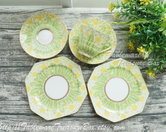 5pc set - Paragon primrose Cup and Saucers, octagonal Plates