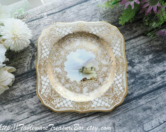 Royal Doulton Encrusted Cabinet Plate Hand Painted by A. Perry