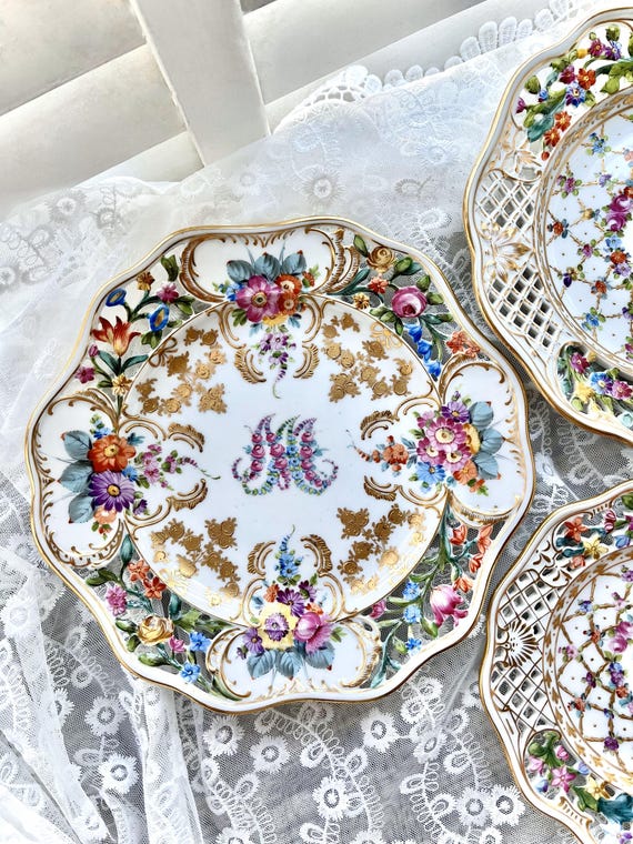 Dresden Hand Painted Marie Antoinette Reticulated Plate - Etsy Canada