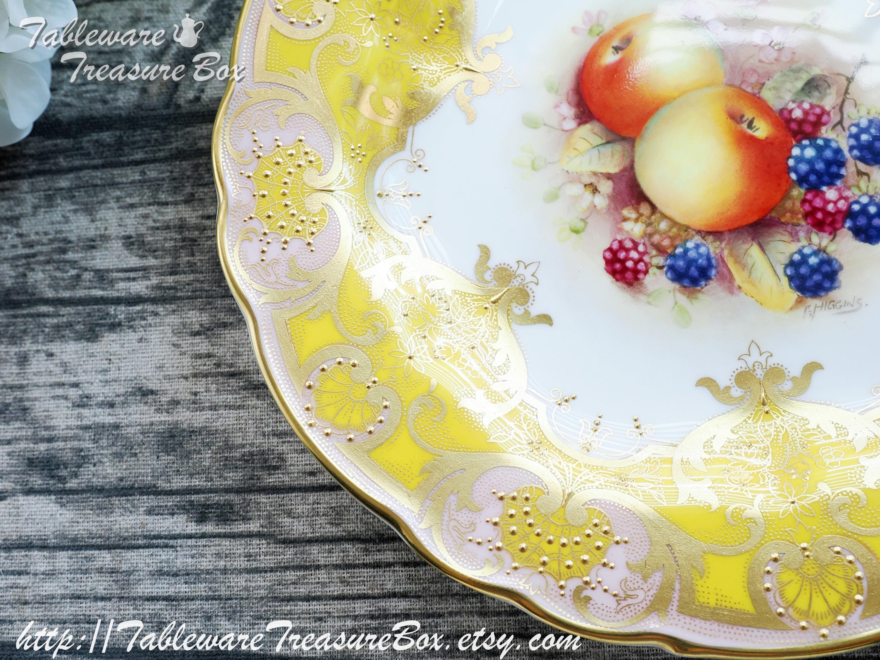 Royal Worcester Cabinet Plate Hand Painted Fruits Encrusted Signed
