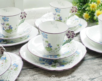 3pc set - Collingwood Hand Painted Flower Handle TRIOs