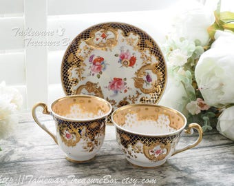 Antique Ridgway Porcelain Tea & Coffee Cup and Saucer Trio Pattern 2/852