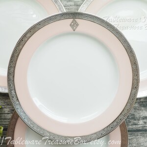 1 of 3 - Antique Minton x Higgins & Seiter Pink Silver Mounted Dinner Plates