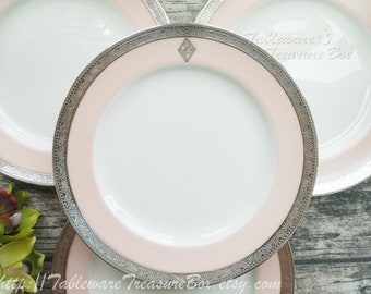 1 of 3 - Antique Minton x Higgins & Seiter Pink Silver Mounted Dinner Plates