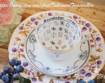 Sale 30% off : Grosvenor Jackson and Gosling England The Cup of Knowledge cup with mismatch saucer Fortune Telling