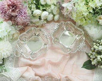 2pc set - Antique England Birmingham Sterling Silver Pierced Bon Bon Dishes c.1913