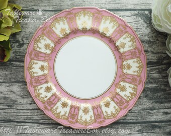 Royal Doulton Encrusted Raised Gold Pink Dinner Plate N2092