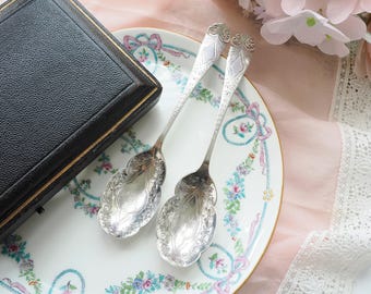 2個セット - ヴィンテージ シルバーメッキ スプーン ペア (箱入り