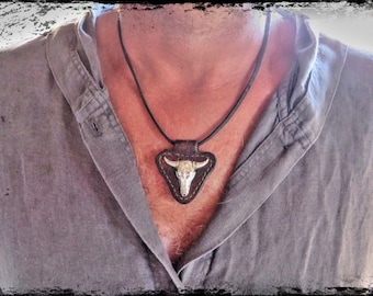 Necklace, leather necklace, man necklace, man gift, men Accessories, burning man, Gift for Him, Man Gift