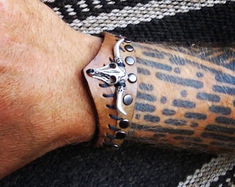Pulsera de cuero, pulsera, hombre, Burning Man, vikingos, regalo, accesorios, brazalete de cuero, pulsera vikinga de cuero genuino, regalo para hombre
