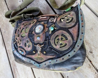 steampunk, leather bag, bag, leather, shulder bag, burning man, viking, accessories, gift, Purse, gothic, crossbody