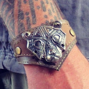 Leather bracelet, bracelet, man, burning man, Vikings, gift, Accessories, Leather Wristband, Viking  Genuine Leather Bracelet, man&#39;s gift