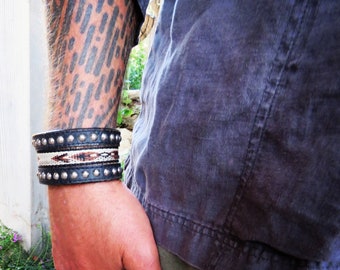 Pulsera, Pulsera de cuero, Hombre Ardiente, Vikingos, Regalo, Accesorios, Pulsera de Cuero, Pulsera Vikinga de Cuero Genuino, Regalo para hombre