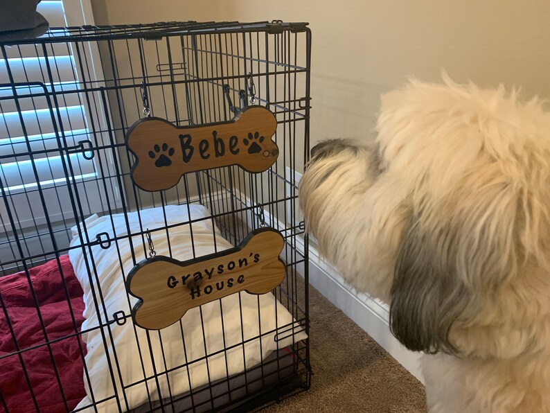 Dog Bone Sign With Paws Customized/dog Crate Name Tag/pet Etsy