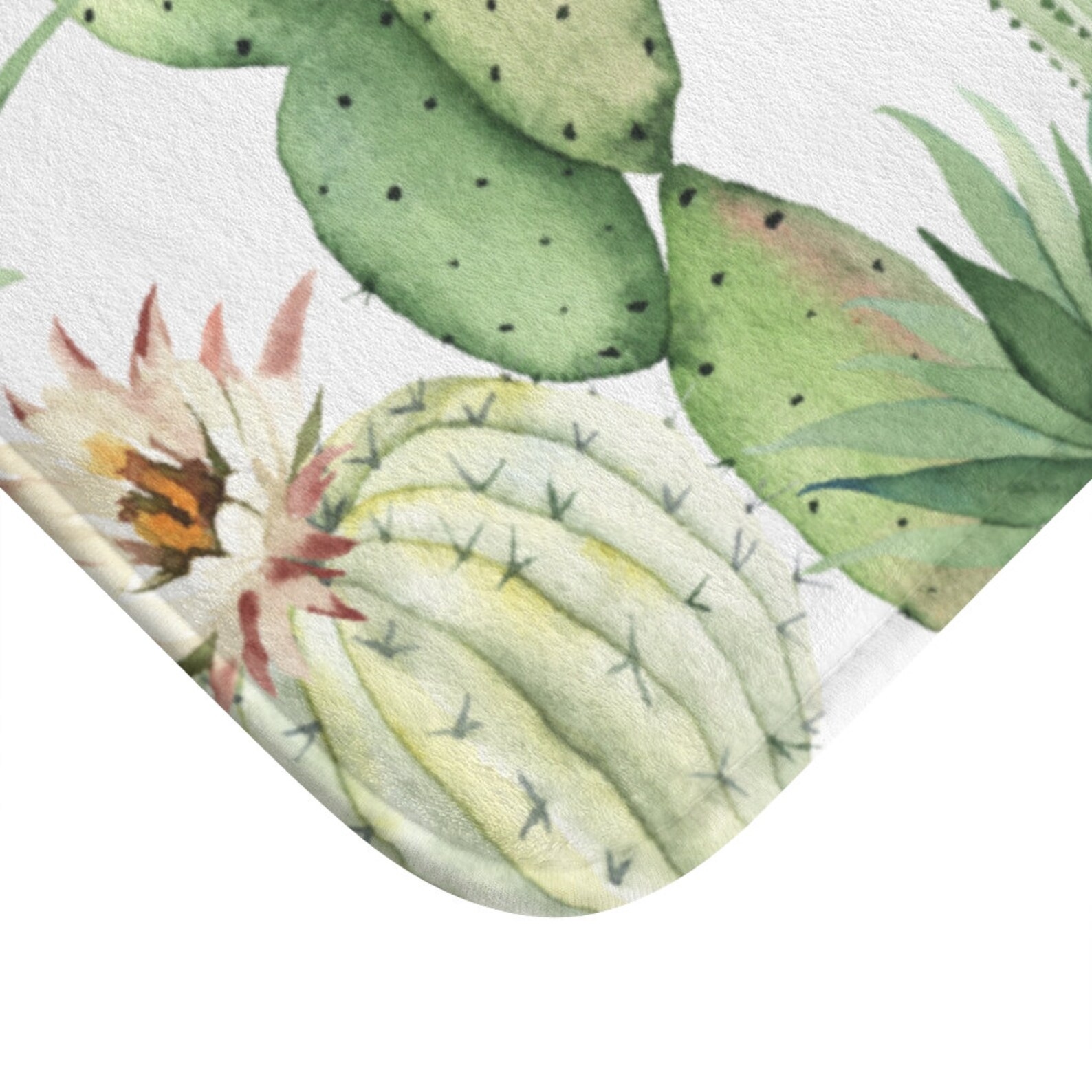 Cactus Print Bath Mat Cacti Flowers Bathroom Rug Etsy