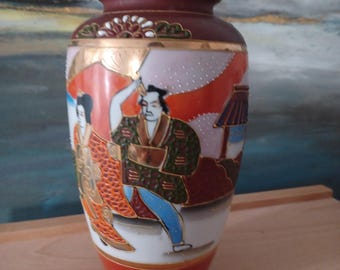 ヴィンテージ 西光山 京都陶器花瓶 薩摩風 芸者花絵 - Etsy 日本