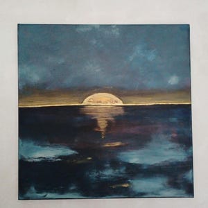 ORIGINAL Kunstwerk *Sonnenuntergang in Norwegen* Acryl Landschaftsmalerei, Kunst