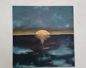 ORIGINAL Kunstwerk *Sonnenuntergang in Norwegen* Acryl Landschaftsmalerei, Kunst