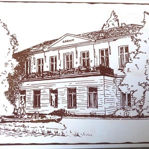 &quot;Vintage Villeroy & Boch Keramik Wandfliese – &quot;&quot;Casino&quot;&quot; Architekturzeichnung - Atelier Hyla Kollektion.&quot;