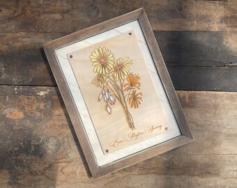 Mother's Day Birth Flowers Bouquet Personalized and Engraved on Wood and Framed