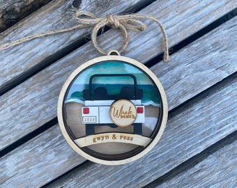 Personalized Beach Sand Ornament: Hand-Painted Vacation Keepsake