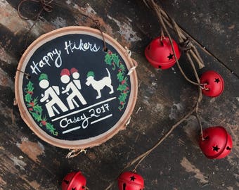 National Parks Hiking Christmas Ornament Camping Kayaking Canoe Climbing Skiing Boating Chalkboard Wood Slice Personalized Trail Run