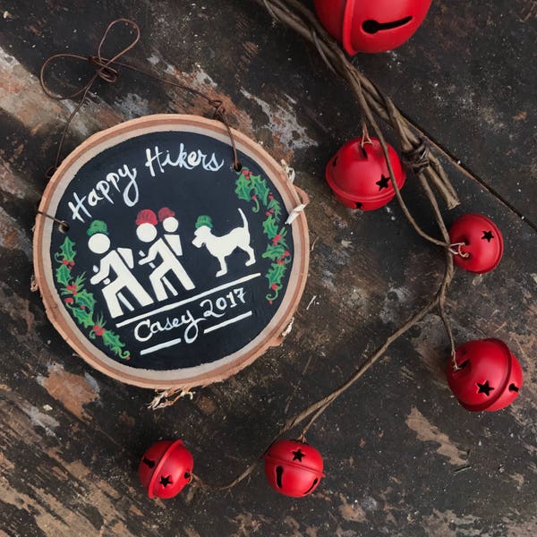 Hiking with Dogs Customizable & Personalized Christmas Ornament