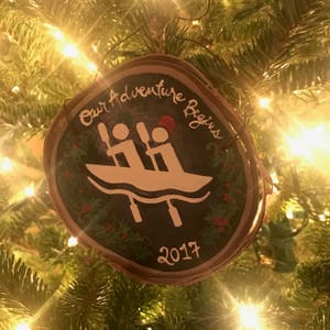 Kayak Christmas Ornament National Parks Wood Slice Ornament for Camping Climbing Skiing Boating Canoe Personalized Trail Run