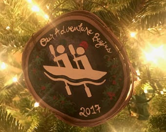 National Parks Wood Slice Kayaking Ornament Camping Canoe Climbing Skiing Boating Canoe Chalkboard Christmas Personalized Trail Run