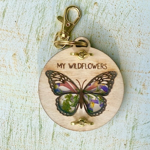 Mini Flower Press Butterfly Keychain - Micro Flower Press is Unique Party or Shower Favor