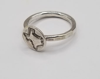 TEXAS RING    , Sterling silver stamped Texas coin ring.