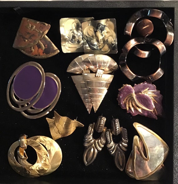 1980’s metal earrings - image 1