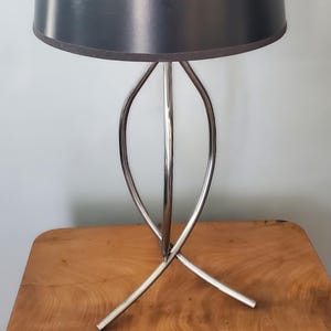 Vintage Sculptural Brushed Steel Table Lamp/ Raw Steel Desk Lamp/ Bedside Lamp