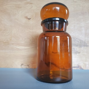 Large Belgian Apothecary Jar/ Vintage Brown Glass Storage Container