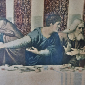Antique Framed Lithograph/ The Last Supper/ Leonardo DaVinci/ 1920s image 7