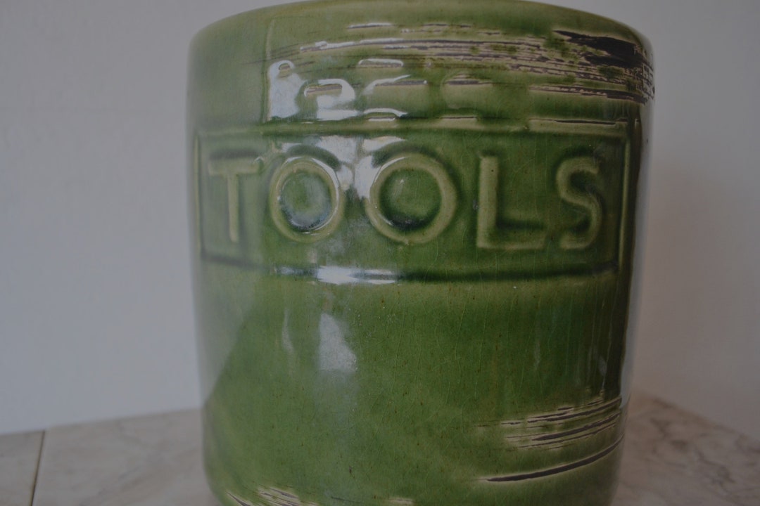 Ceramic Tool Crock/ Vintage Pottery/ Kitchen Utensil Etsy