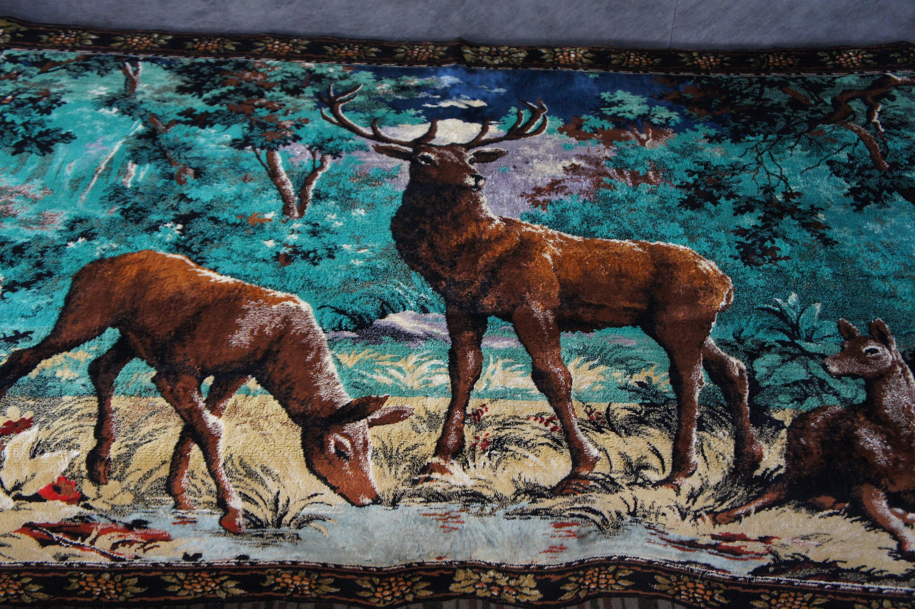 Vintage velvet deer tapestry hotsell