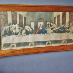 Antique Framed Lithograph/ The Last Supper/ Leonardo DaVinci/ 1920s image 1